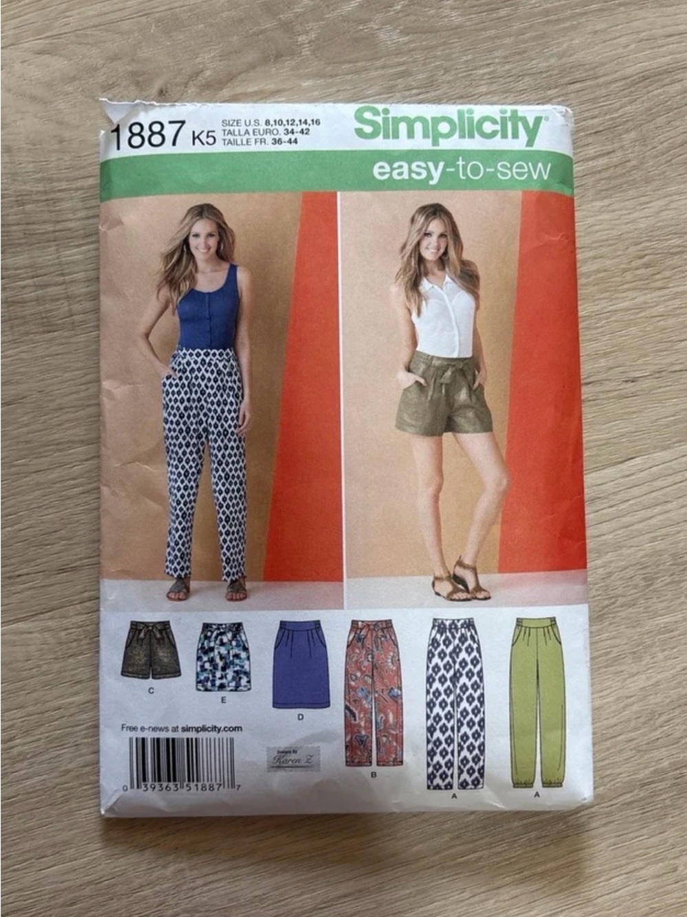 Simplicity || #1887 || women’s sewing pattern for woven shorts, skirts, pants